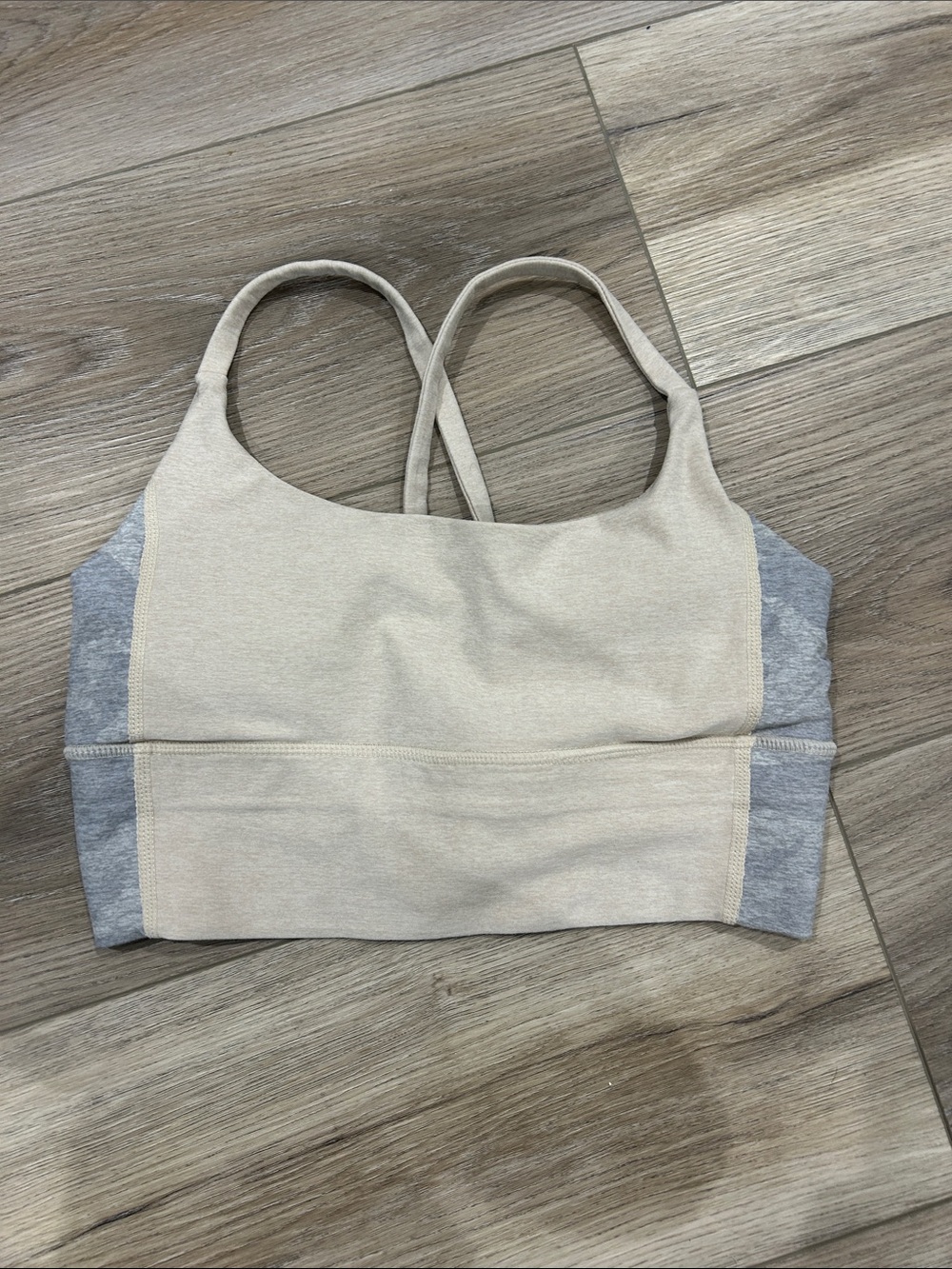 Vuori Beige & Gray Sports Bra